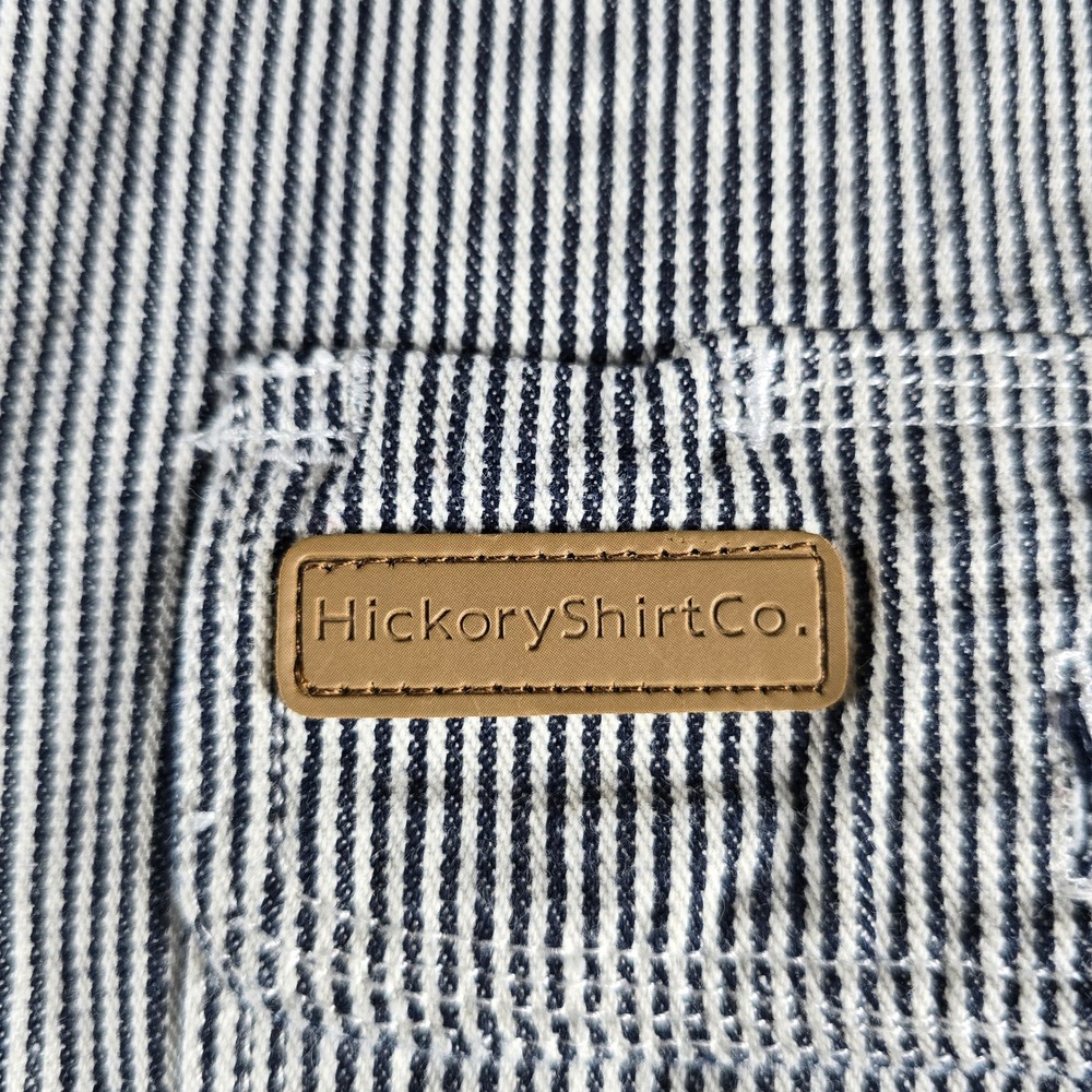 HickoryShirtCo Mens 3XL Blue White Striped Cotton Long Sleeve Work Shirt Pockets - Picture 2 of 7